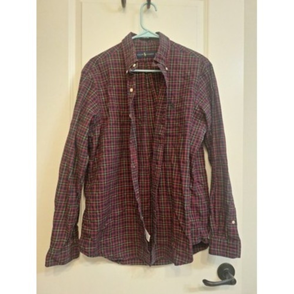 Vintage Ralph Lauren Brushed Flannel Plaid Button Up Shirt Size Large
